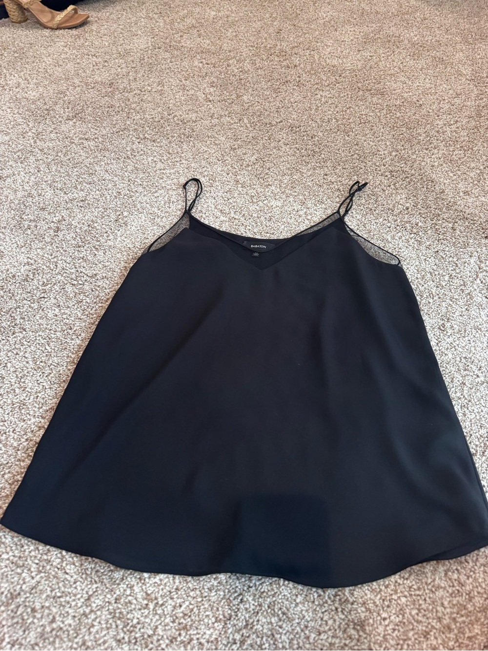 Babaton Black Silk-Blend Spaghetti Strap Cami